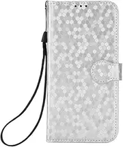 [YBROY] Case for Samsung Galaxy M34 5G, Magnetic Flip Leather Premium Wallet Phone Case, with Card Slot and Folding Stand, Case Cover for Samsung Galaxy M34 5G.(Silver)