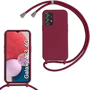 [xinyunew] Mobile Phone Chain for Samsung Galaxy A13 4G Case with Strap, Mobile Phone Case with Cord for Hanging, Soft TPU Silicone Case with Strap [Removable] Necklace Case for Samsung Galaxy A13 4G