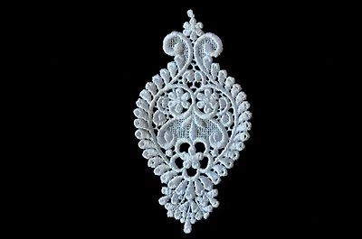 Lily 5"x3.5" Elegant Venice Lace White Iron On Motif Applique Patch by Piece
