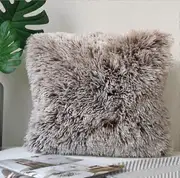18" Soft Fur Double faced Plush Throw Pillow Cases Home Decor Sofa Cushion Cover brown