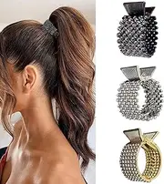 Women Small Hair Clips Barrettes Grips, 3 PC Hair Claw for High Ponytail Diamante Sparkly Hair Accessories Crystal Hairpins, Wedding Guest Everyday Wear Prom Party Ponytail Holder Women Girl Gift