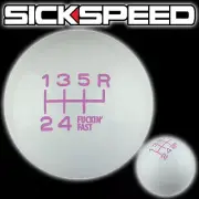 WHITE/PINK FING FAST SHIFT KNOB FOR 6 SPEED SHORT THROW SHIFTER 16X1.5 K22