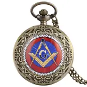 Bronze Masonic Freemasonry Chrome Square and Compass Mason Pocket Watch Gifts