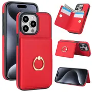 IPhone 13 Pro 6.1 Inch With Card Holder,Military Grade Drop Protection,Durable Shockproof Cover-Red