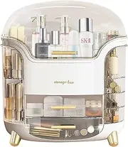 MOTYYA Makeup Organizer and Storage, Cosmetics Organizer Box for Countertop with Lid & Drawers, Cosmetics Skincare Organizers Box with Waterproof & Dustproof Cover for Bedroom