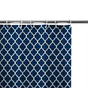 Extra Long Textured Fabric Shower Curtains 72 Inch Width by 72 Inch Length, Navy Morocco Pearl Printed Bathroom Curtains Machine Washable