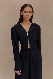 Quinn Zip Up Hoodie - Black