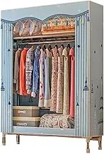 Wardrobe Portable Canvas Wardrobe, Foldable Clothes Closet Storage Organizer for Bedroom, Fabric Wardrobe with Hanging Rail,