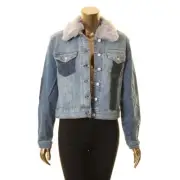 BUFFALO DAVID BITTON Women's Faux-fur-trim Patchwork Nicci Denim Jacket Top TEDO
