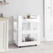 3-Tier Rolling Kitchen Cart with 4 Wheels, Multi-Functional Movable Storage Organizer for Kitchen Dining Room Living Room, 60 x 45 x 80 cm, Engineered Wood