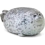 Chubby Blob Seal Pillow - Stuffed Cotton Plush, Grey