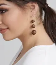 TS Taking Shape Crystal Wood Drop Earings Nickle And Lead Free NWT