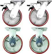 riin 4pcs Set 6inch 15cm Metal Caster Wheel Heavy Duty 2 Swivel&Brake/Lock Plus 2 Fixed Industrial Castor 500kg ea for Trolley Furniture Equipment