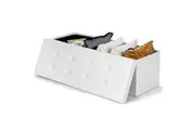 Giantex Foldable Storage Ottoman Bench Home Office Footrest Stool Chest Couch Storage Stool Shoe Bench White