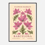 Galrie Vibrant Flower Market Art Print from Barcelona Botanical Decor for Your Home, Black Frame, A3 30 x 42cm (12 x 16inch)