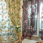Flower Print Tulle Sheer Curtain Thin Sheer Scarf Valances for Room Door Window