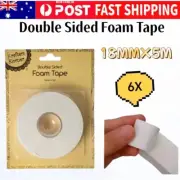 6 x Double Sided Foam Tape Strong PE Highly Adhesive Foam Tape 18MM X 5M White