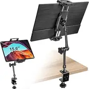 Portable Monitor Holder for 15.6 inch Screen Desk Mount Metal Tablet Holder Clamp Stand with 360° Adjustable Arm for 6.1-15.6'' iPad Pro 13/12.9/11 Air Mini, Portable Monitor 13-15.6", Galaxy