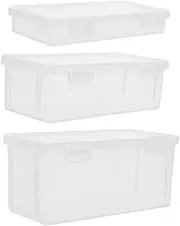 Homoyoyo 3pcs Clear Plastic Pencil Boxes Snap Tight Lids Storage Box Large Capacity Storage Containers for Pen School Craft Supplies