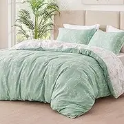 Love's cabin Comforter King Size Set - Sage Green King Comforter Set, 3 Pieces Cute Floral Bedding Sets for All Seasons,1 Soft Reversible Botanical Flowers Comforter and 2 Pillow Shams