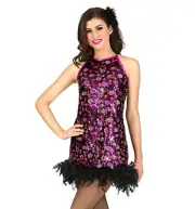Sequin and Feather Shift Dress Set