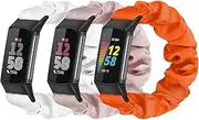 TumpCez Elastic Scrunchie Band Compatible with Fitbit Charge 6 Bands/Fitbit Charge 5 Bands, Solo Loop Soft Cute Pattern Printed Fabric Cloth Scrunchy Replacement Wristband for Women Girls