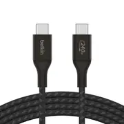 Belkin BoostCharge USB-C to USB-C Cable 2M - Black (CAB015bt2Mbk), 240W, 480Mbps, 30K bend