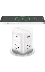 ANNQUAN Automatic Pop Up Countertop Outlet 15W Wireless + 4 AC,2 USB-C,1 USB-A