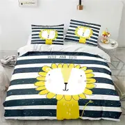 v1299 Bed Sheets Cartoon Sunflower Lion Printed Bedding Set Duvet Cover Sets Pillowcase Children Boys Girls Bedclothes Twin Full Queen King Size 3-Pie