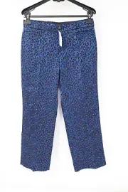 NWT Banana republic pants women's 2 Logan Leopard print navy viscose blend blue