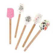 Wooden handle silicone spatula Scraper smoothing Smoother Cake Baking Tool crea}