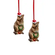 Australiana Quokka Christmas Hanging Figure 7.5cm (Set of 2)