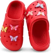 [HoEase] Cute Butterfly-Themed Lightweight Girls' Clogs, Platform Soft Sole Closed Toe EVA Home Garden Clog Shoes, Two-Way Wear Breathable Beach Clogs, Trendy Non-Slip Slip-On Sandals for Outdoor Indoor