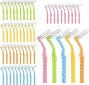 Lnngub 50 Pcs L-Shaped Interdental Brushes,5 Sizes Braces Brush Set Interproximal Dental Brush Proxy Brushes Dental Angled Interdental Toothbrush for Braces Oral Cleaning(Multi-Colored)