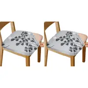 Chair Cover 2Pcs Printed Stretch Dining Chair Seat Covers Removable Seat Cushion Slipcovers Protector-Leaf Love