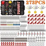 273Pcs Fishing Accessories Tackle Kit Swivels Snaps Sinker Slides Hooks Floats