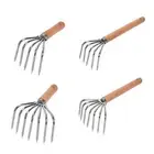 Hand Rake Wooden Handle Handheld Cultivator Digging for Backyard Plants