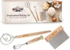 Professional Baking Kit Bread Lame, Danish Whisk Set and Wooden Scraper - Perfec
