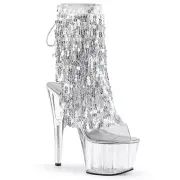 Silver Sequins Fringe Platform Boots