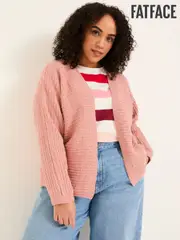 FatFace Kya Light Pink Knitted Kimono Cardigan (E85951) | $111
