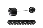170kg Pro Olympic Barbell & Bumper Weight Set with Clips