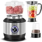 [ADVWIN] Multi Blender, 4 in 1 Food Processor, 1000W Kitchen Electric Food Chopper, Juicer Meat Mixer Grinder, Garlic Chopper, Vegetable & Fruits Juice Blender Mixer, Silver
