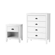 Oikiture 4 Chest of Drawers and Bedside Table Vintage Nightstands Bedroom Set