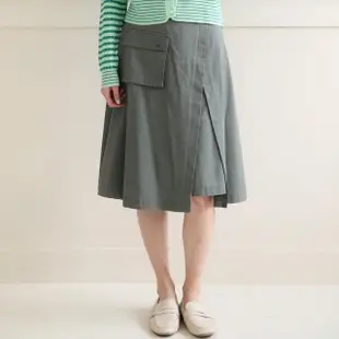 【PINK NEW GIRL】休閒造型剪接寬襬及膝裙 N2602AD(2色)