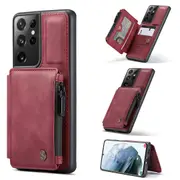 CaseMe Shockproof Samsung Galaxy S21 Ultra 5G Wallet Case Cover G998 [Wine]