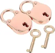 HAMPPLIES 2Set Mini Metal Padlock Vintage Luggage Locks with Key for Suitcases Backpacks and Jewelry Boxes Compact Lightweight Security for Travel