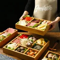 在飛比找樂天市場購物網優惠-火鍋九宮格托盤餐具木盒創意蔬菜烤肉拼盤配菜盤分格商用小吃碟子