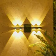 2Pcs Solar Wall Lights Up and Down Lamp LED Highlight Water-resistant Garden Decor Lights