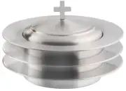 3 Stackable Communion Bread Plate Set | Stainless Steel – Matte (Satin) Finish