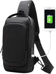 [Generic] Sling Bag Travel, Waterproof Casual Pack, Shoulder Chest Daypack with USB Charging Port, Large Capacity Casual Pack for Phone Purse